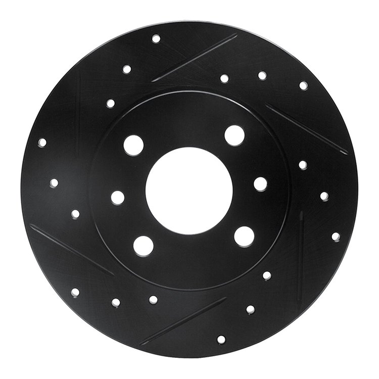 633-07001L Drilled/Slotted Brake Rotor [Black], 2009-2019 Mopar, Position: Rear Left
