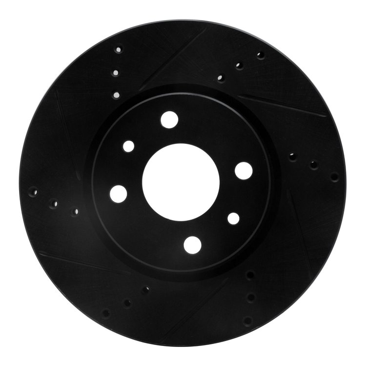 633-07002L Drilled/Slotted Brake Rotor [Black], 2009-2019 Mopar, Position: Front Left