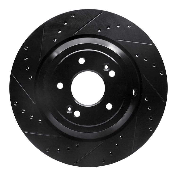 633-10002L Drilled/Slotted Brake Rotor [Black], 2017-2020 Kia/Hyundai/Genesis, Position: Rear Left