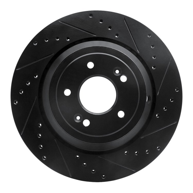 633-10002R Drilled/Slotted Brake Rotor [Black], 2017-2020 Kia/Hyundai/Genesis, Position: Rear Right