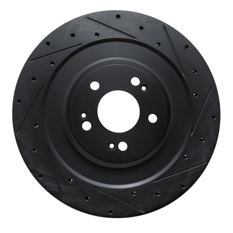 633-10007R Drilled/Slotted Brake Rotor [Black], Fits Select Kia/Hyundai/Genesis, Position: Rear Right