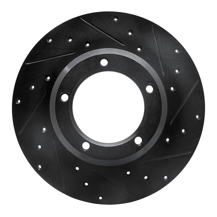 633-11000R Drilled/Slotted Brake Rotor [Black], 1974-1999 Land Rover, Position: Front Right