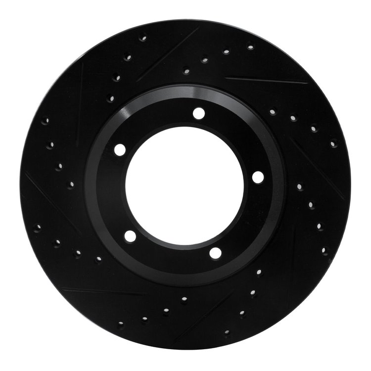 633-11001L Drilled/Slotted Brake Rotor [Black], 1990-2016 Land Rover, Position: Front Left