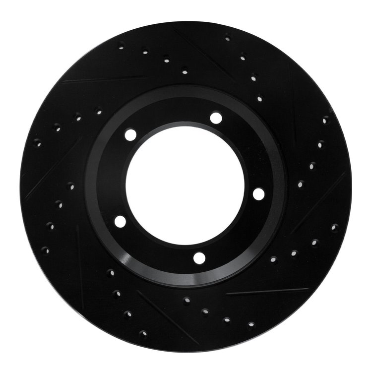 633-11001R Drilled/Slotted Brake Rotor [Black], 1990-2016 Land Rover, Position: Front Right