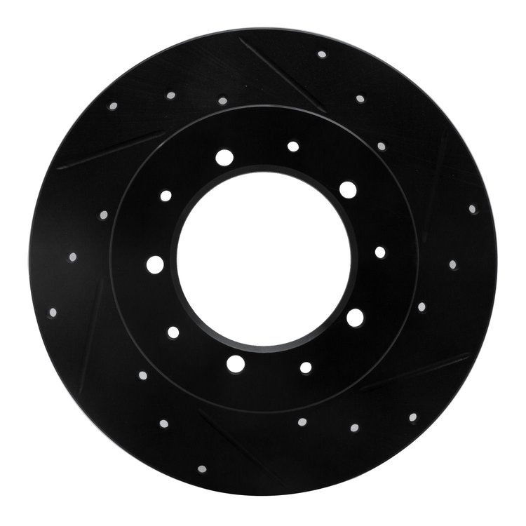 633-11002R Drilled/Slotted Brake Rotor [Black], 1974-2016 Land Rover, Position: Rear Right