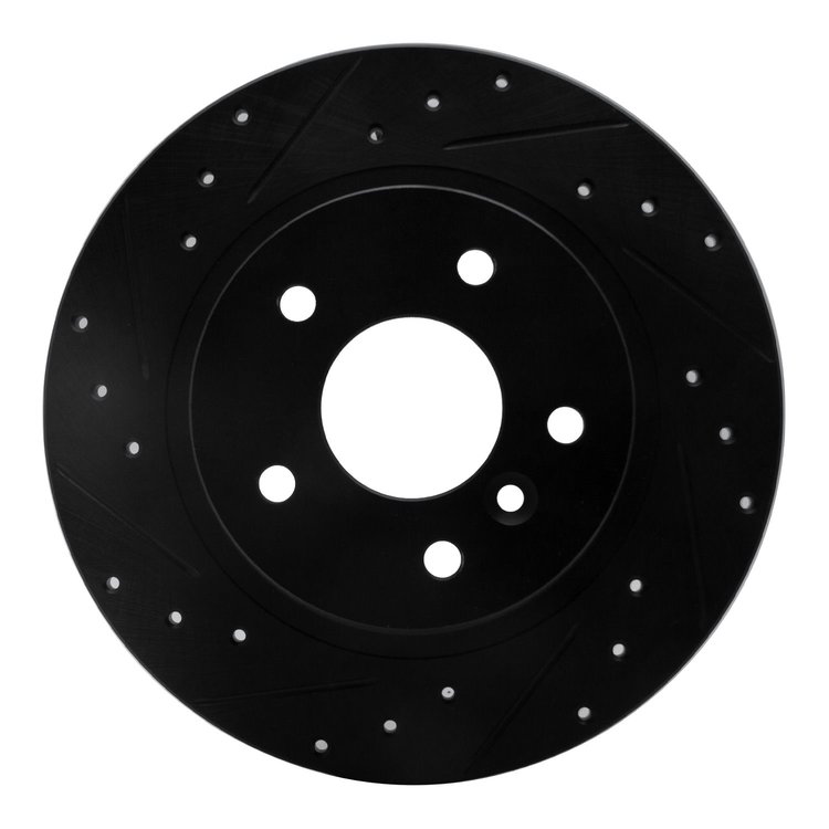 633-11004L Drilled/Slotted Brake Rotor [Black], 1994-2004 Land Rover, Position: Rear Left