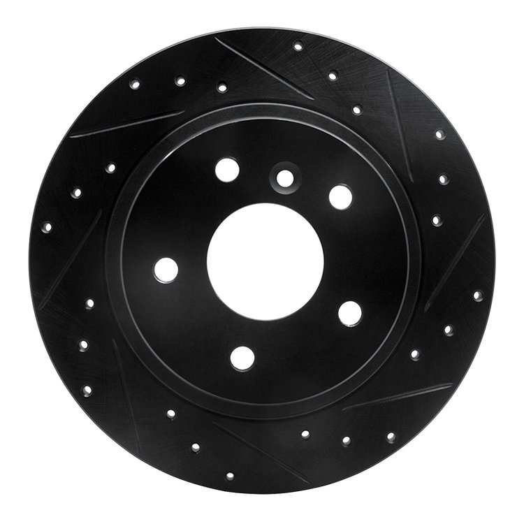 633-11004R Drilled/Slotted Brake Rotor [Black], 1994-2004 Land Rover, Position: Rear Right