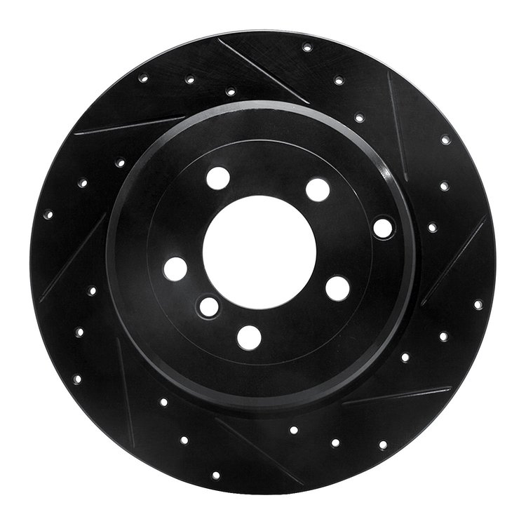 633-11008R Drilled/Slotted Brake Rotor [Black], 2003-2005 Land Rover, Position: Rear Right