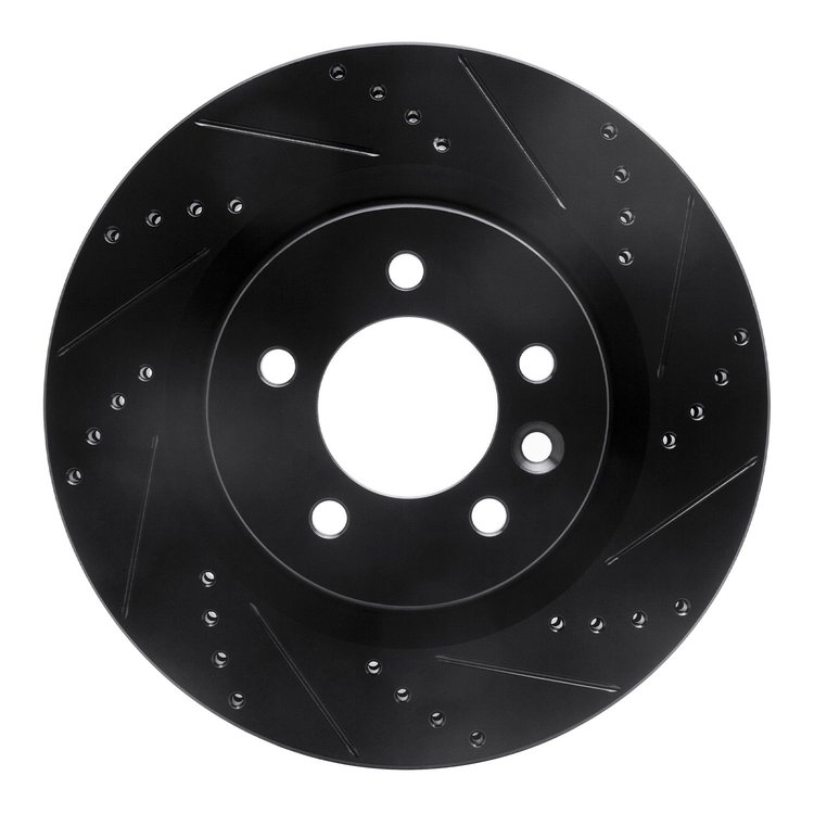 633-11009R Drilled/Slotted Brake Rotor [Black], 2005-2009 Land Rover, Position: Front Right