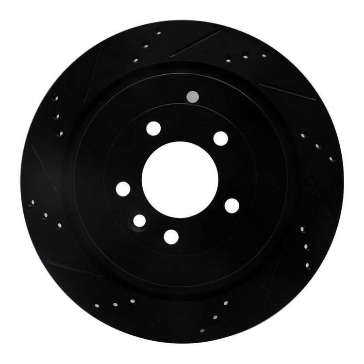 633-11010L Drilled/Slotted Brake Rotor [Black], 2005-2016 Land Rover, Position: Rear Left