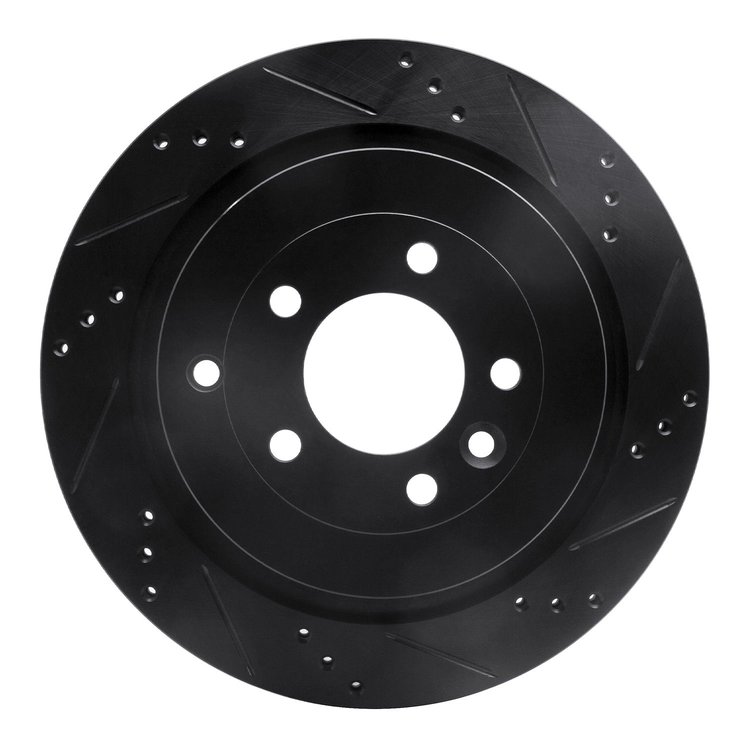633-11010R Drilled/Slotted Brake Rotor [Black], 2005-2016 Land Rover, Position: Rear Right