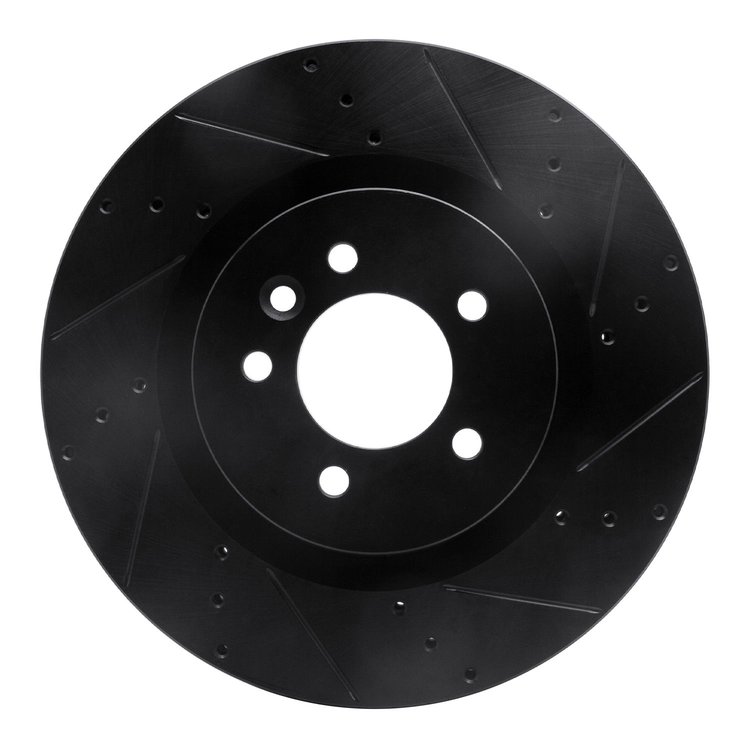 633-11011R Drilled/Slotted Brake Rotor [Black], 2006-2017 Land Rover, Position: Front Right