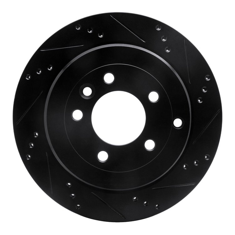 633-11012R Drilled/Slotted Brake Rotor [Black], 2005-2007 Land Rover, Position: Rear Right