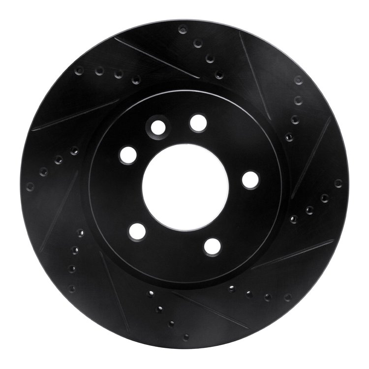 633-11013R Drilled/Slotted Brake Rotor [Black], 2005-2007 Land Rover, Position: Front Right