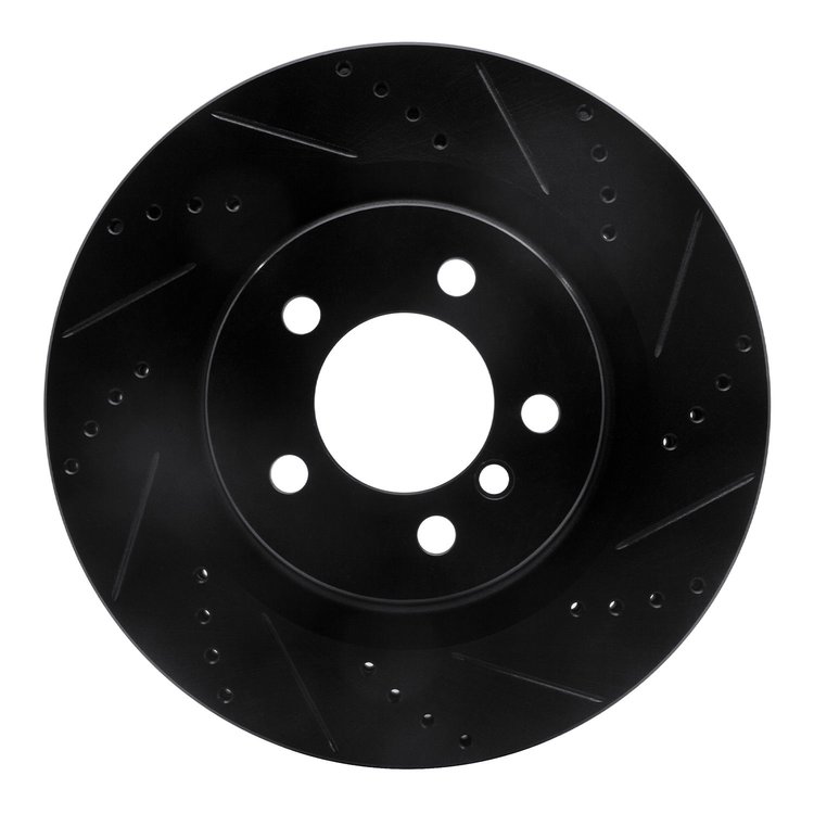 633-11015R Drilled/Slotted Brake Rotor [Black], 2006-2009 Land Rover, Position: Front Right