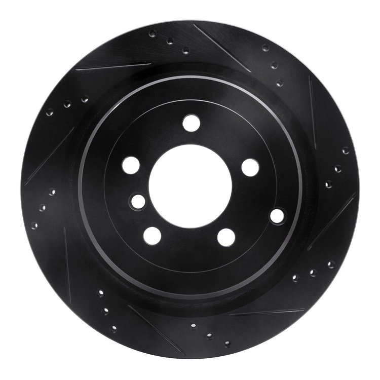 633-11016R Drilled/Slotted Brake Rotor [Black], 2006-2012 Land Rover, Position: Rear Right