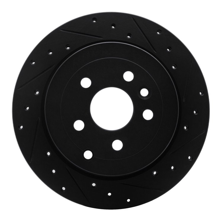 633-11017R Drilled/Slotted Brake Rotor [Black], 2008-2012 Land Rover, Position: Rear Right