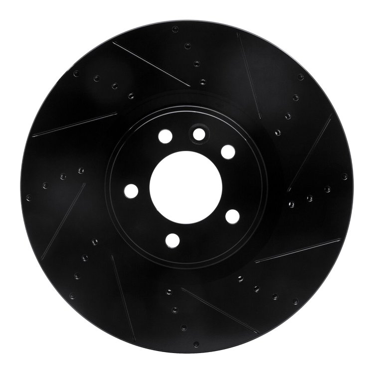633-11021R Drilled/Slotted Brake Rotor [Black], 2010-2017 Land Rover, Position: Front Right