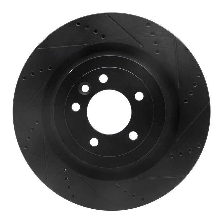 633-11023R Drilled/Slotted Brake Rotor [Black], Fits Select Land Rover, Position: Rear Right