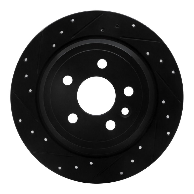 633-11024L Drilled/Slotted Brake Rotor [Black], 2013-2015 Land Rover, Position: Rear Left