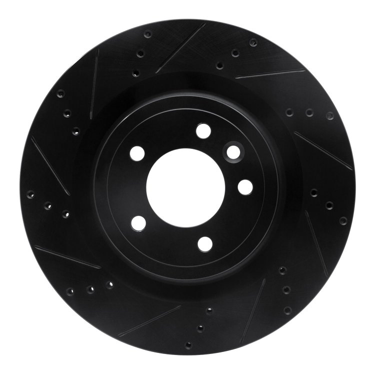 633-11026L Drilled/Slotted Brake Rotor [Black], Fits Select Land Rover, Position: Rear Left