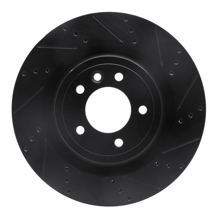 633-11026R Drilled/Slotted Brake Rotor [Black], Fits Select Land Rover, Position: Rear Right