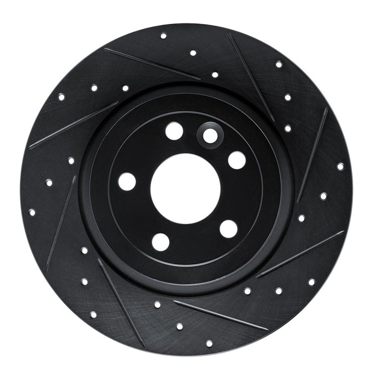 633-11028R Drilled/Slotted Brake Rotor [Black], 2016-2019 Land Rover, Position: Rear Right