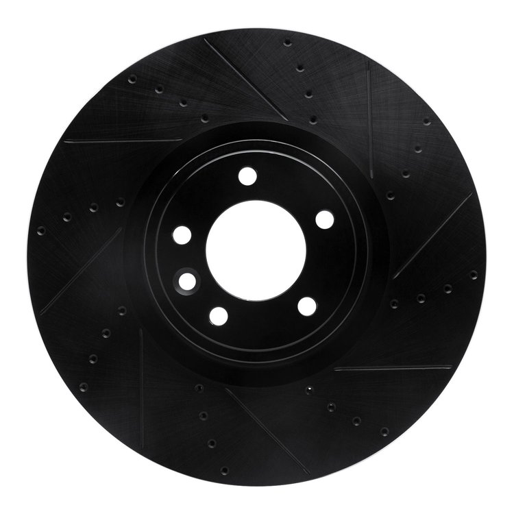 633-11029R Drilled/Slotted Brake Rotor [Black], Fits Select Land Rover, Position: Front Right
