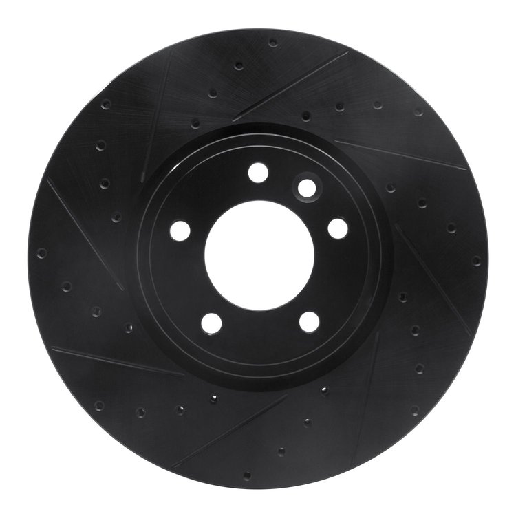 633-11030L Drilled/Slotted Brake Rotor [Black], 2018-2020 Land Rover, Position: Front Left
