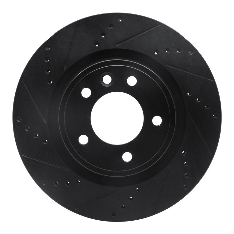633-11031L Drilled/Slotted Brake Rotor [Black], 2018-2020 Land Rover, Position: Rear Left