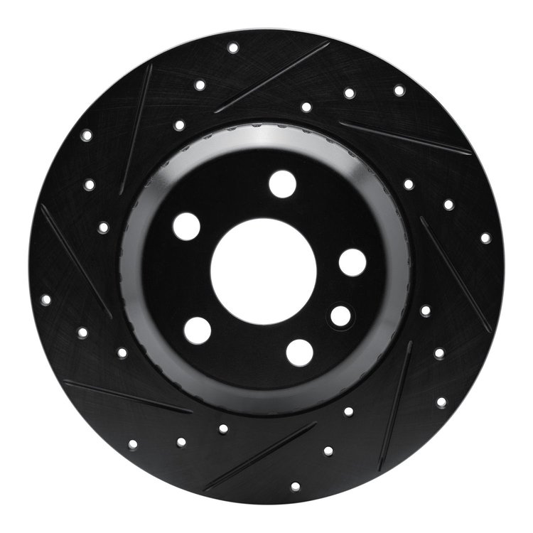 633-11034L Drilled/Slotted Brake Rotor [Black], 2020-2020 Land Rover, Position: Rear Left