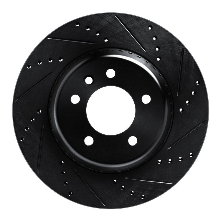 633-11037R Drilled/Slotted Brake Rotor [Black], Fits Select Land Rover, Position: Rear Right