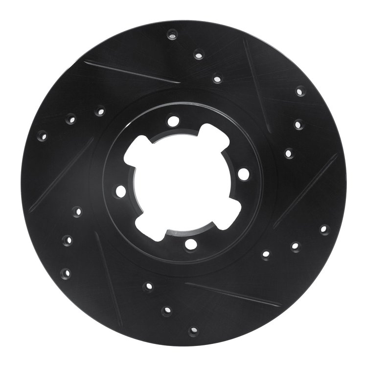 633-13000R Drilled/Slotted Brake Rotor [Black], 1985-1994 Subaru, Position: Front Right