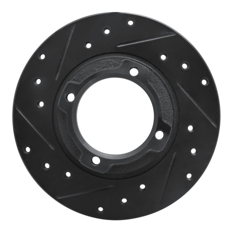 633-13001L Drilled/Slotted Brake Rotor [Black], 1985-1991 Subaru, Position: Rear Left