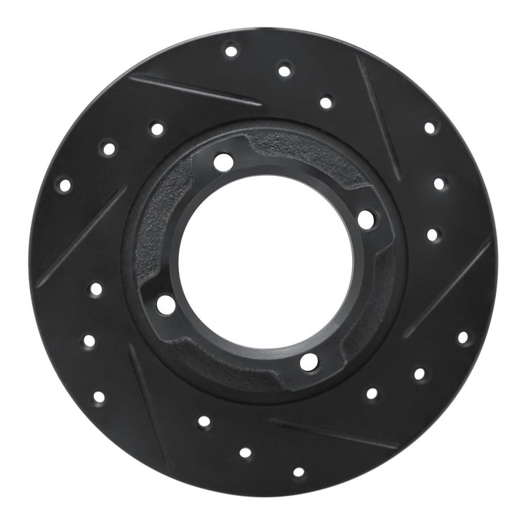 633-13001R Drilled/Slotted Brake Rotor [Black], 1985-1991 Subaru, Position: Rear Right