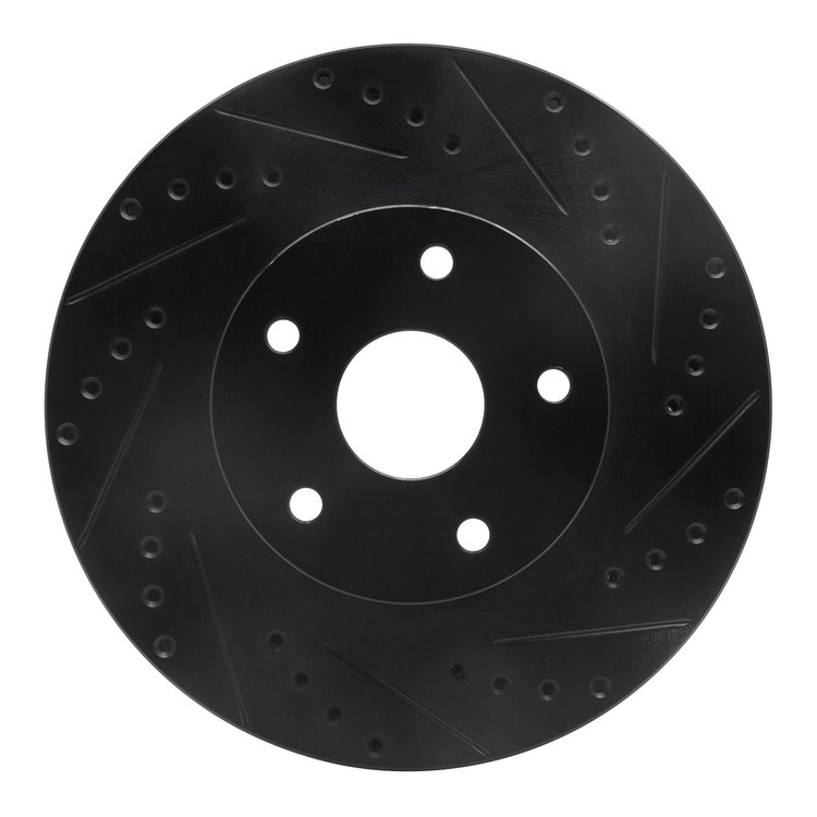 633-13011R Drilled/Slotted Brake Rotor [Black], 1992-1997 Subaru, Position: Front Right