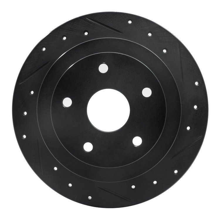 633-13012R Drilled/Slotted Brake Rotor [Black], 1992-1997 Subaru, Position: Rear Right
