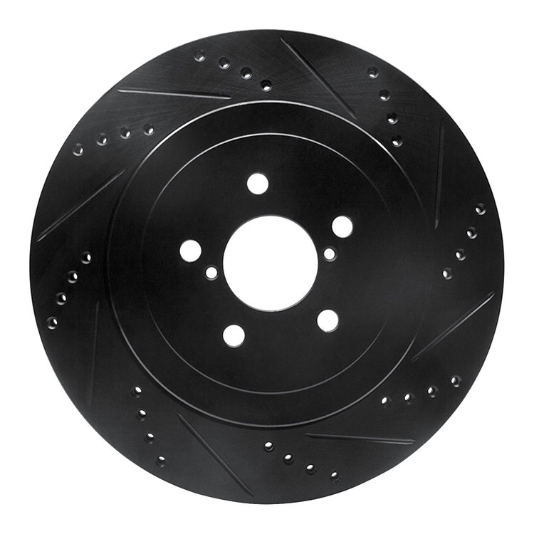 633-13015R Drilled/Slotted Brake Rotor [Black], 2003-2004 Subaru, Position: Rear Right