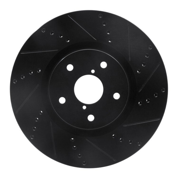 633-13016R Drilled/Slotted Brake Rotor [Black], 2005-2020 Subaru, Position: Front Right