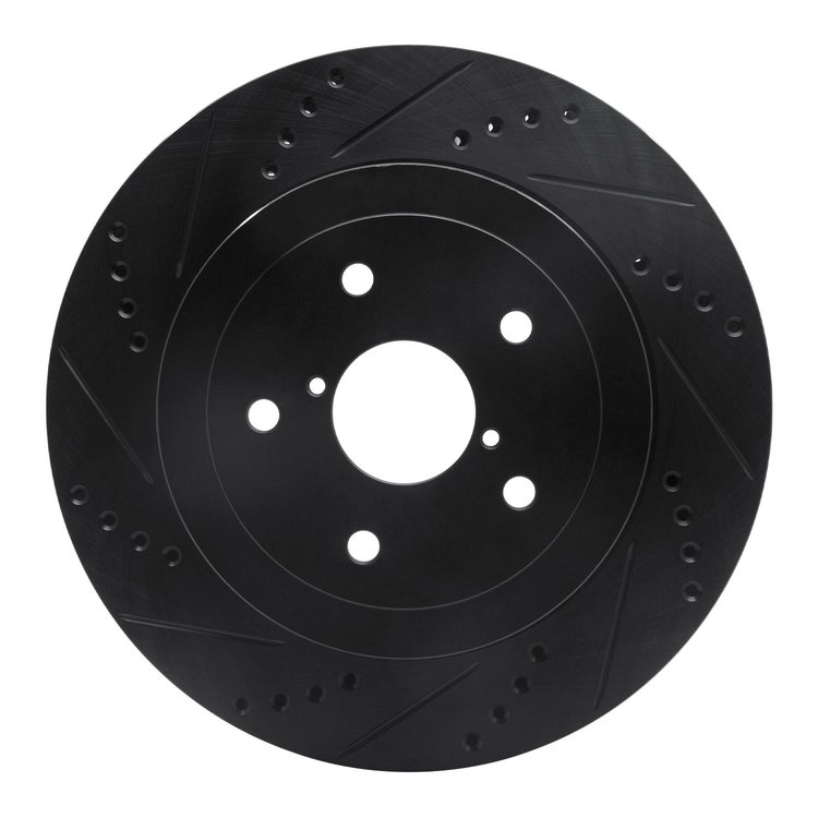 633-13017L Drilled/Slotted Brake Rotor [Black], 2005-2007 Subaru, Position: Rear Left