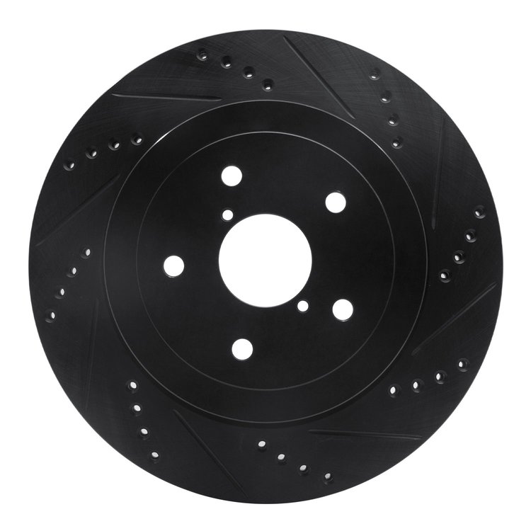 633-13017R Drilled/Slotted Brake Rotor [Black], 2005-2007 Subaru, Position: Rear Right