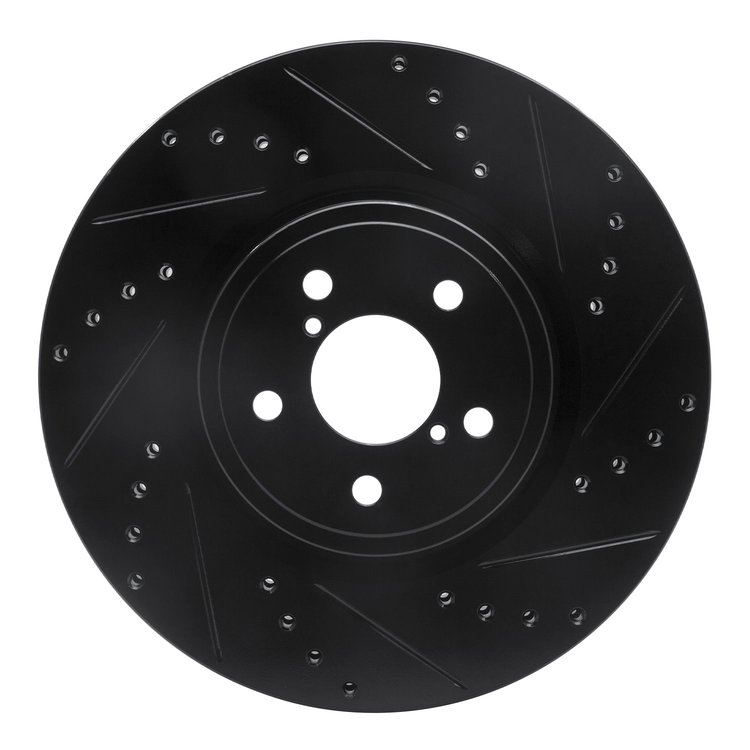 633-13018R Drilled/Slotted Brake Rotor [Black], 2005-2018 Subaru, Position: Front Right