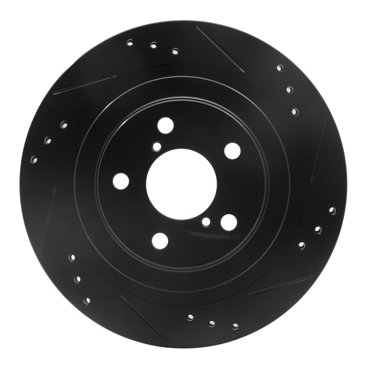 633-13019R Drilled/Slotted Brake Rotor [Black], 2005-2009 Subaru, Position: Rear Right