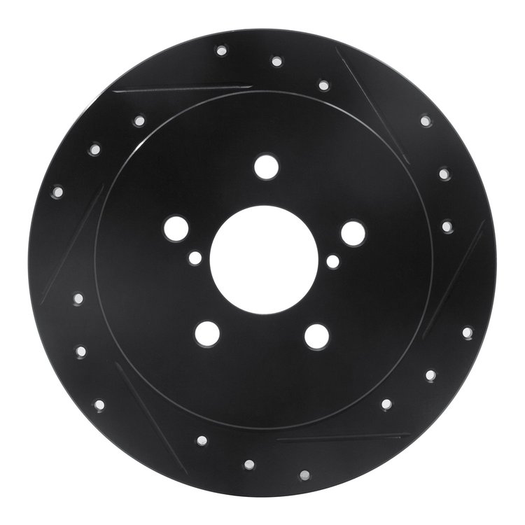 633-13020R Drilled/Slotted Brake Rotor [Black], 2005-2009 Subaru, Position: Rear Right