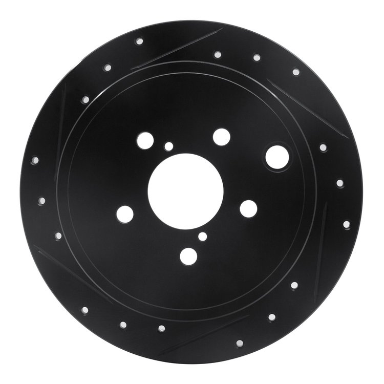633-13021L Drilled/Slotted Brake Rotor [Black], 2008-2015 Subaru, Position: Rear Left