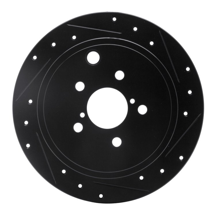 633-13021R Drilled/Slotted Brake Rotor [Black], 2008-2015 Subaru, Position: Rear Right