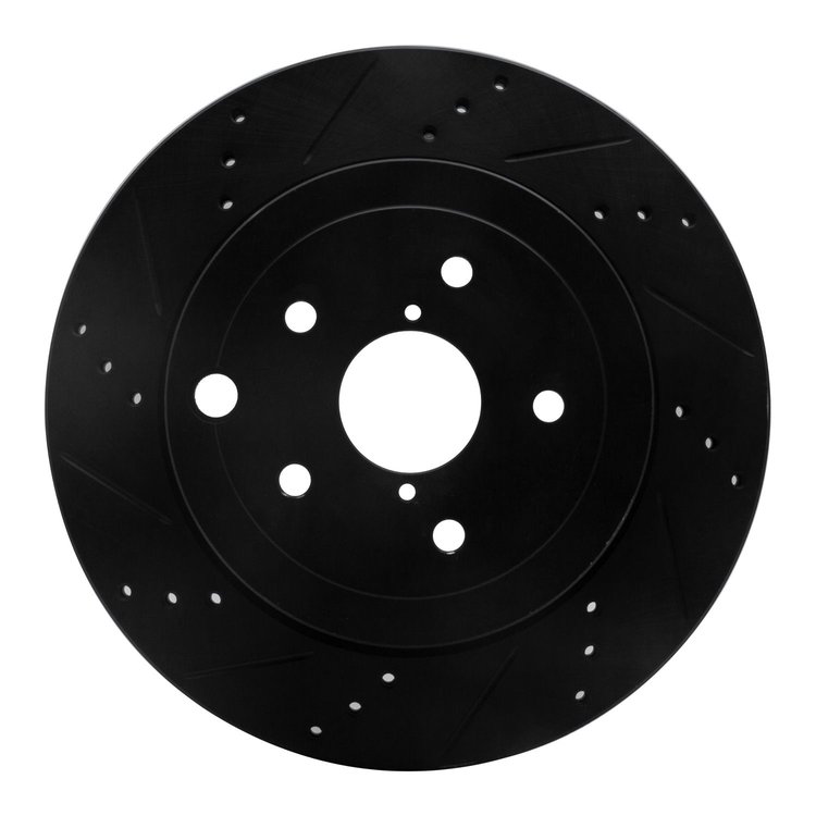 633-13022L Drilled/Slotted Brake Rotor [Black], 2008-2020 Subaru, Position: Rear Left