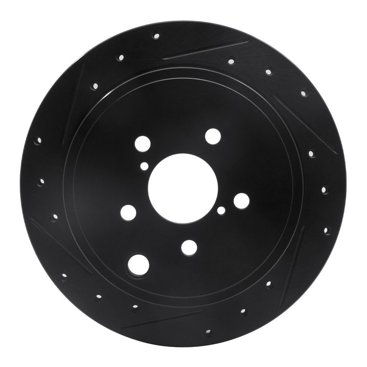 633-13023L Drilled/Slotted Brake Rotor [Black], Fits Select Multiple Makes/Models, Position: Rear Left