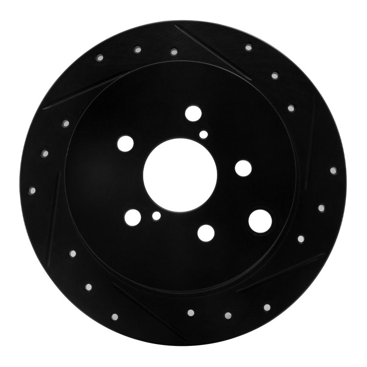 633-13025R Drilled/Slotted Brake Rotor [Black], Fits Select Subaru, Position: Rear Right