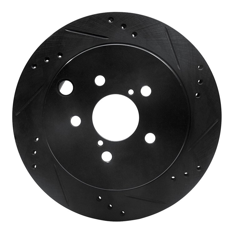 633-13027R Drilled/Slotted Brake Rotor [Black], 2014-2018 Subaru, Position: Rear Right